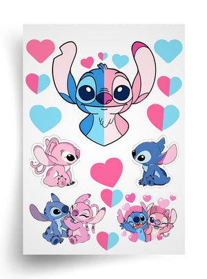 Tortenaufleger "Stitch mit Herzchen" A4 – essbarer Druck