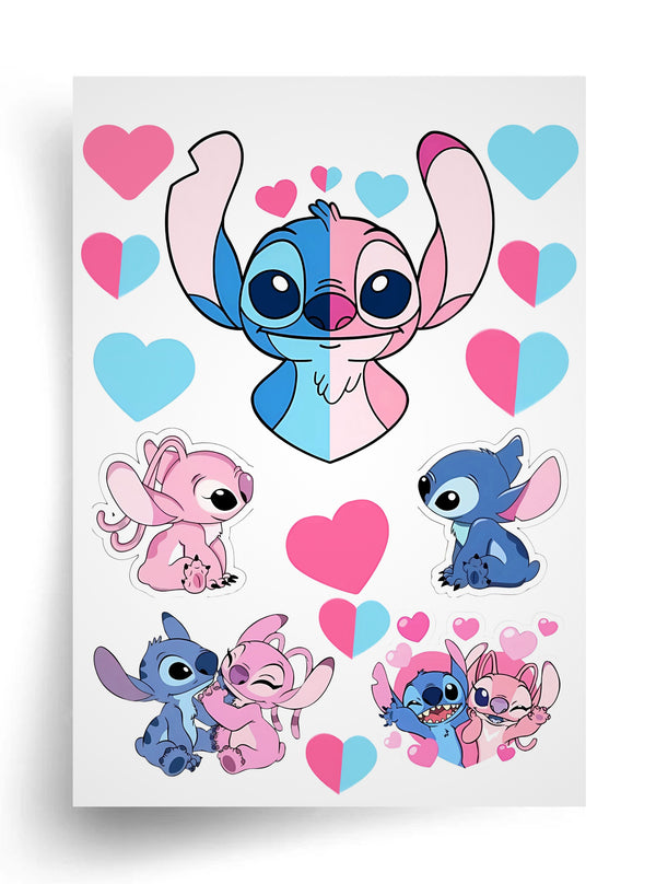 Tortenaufleger "Stitch mit Herzchen" A4 – essbarer Druck