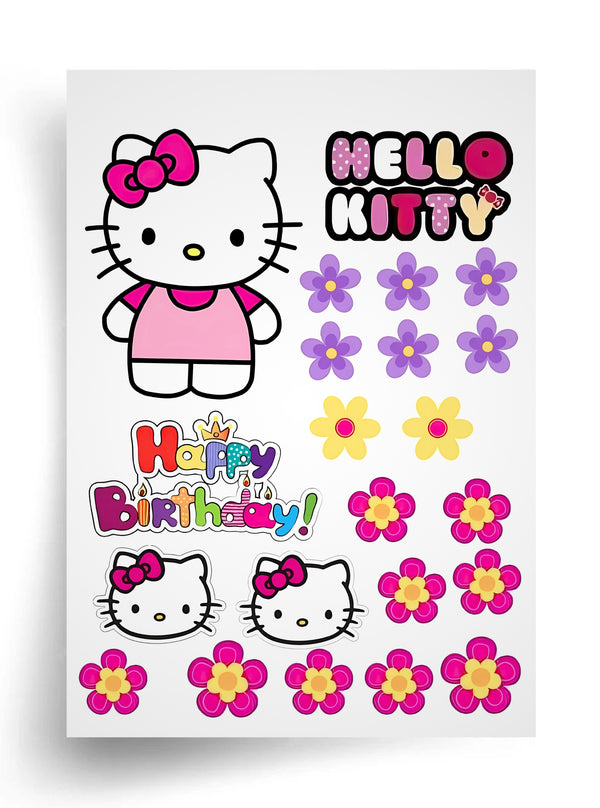 Tortenaufleger "Hello Kitty und Blumenstimmung" A4 – essbarer Druck