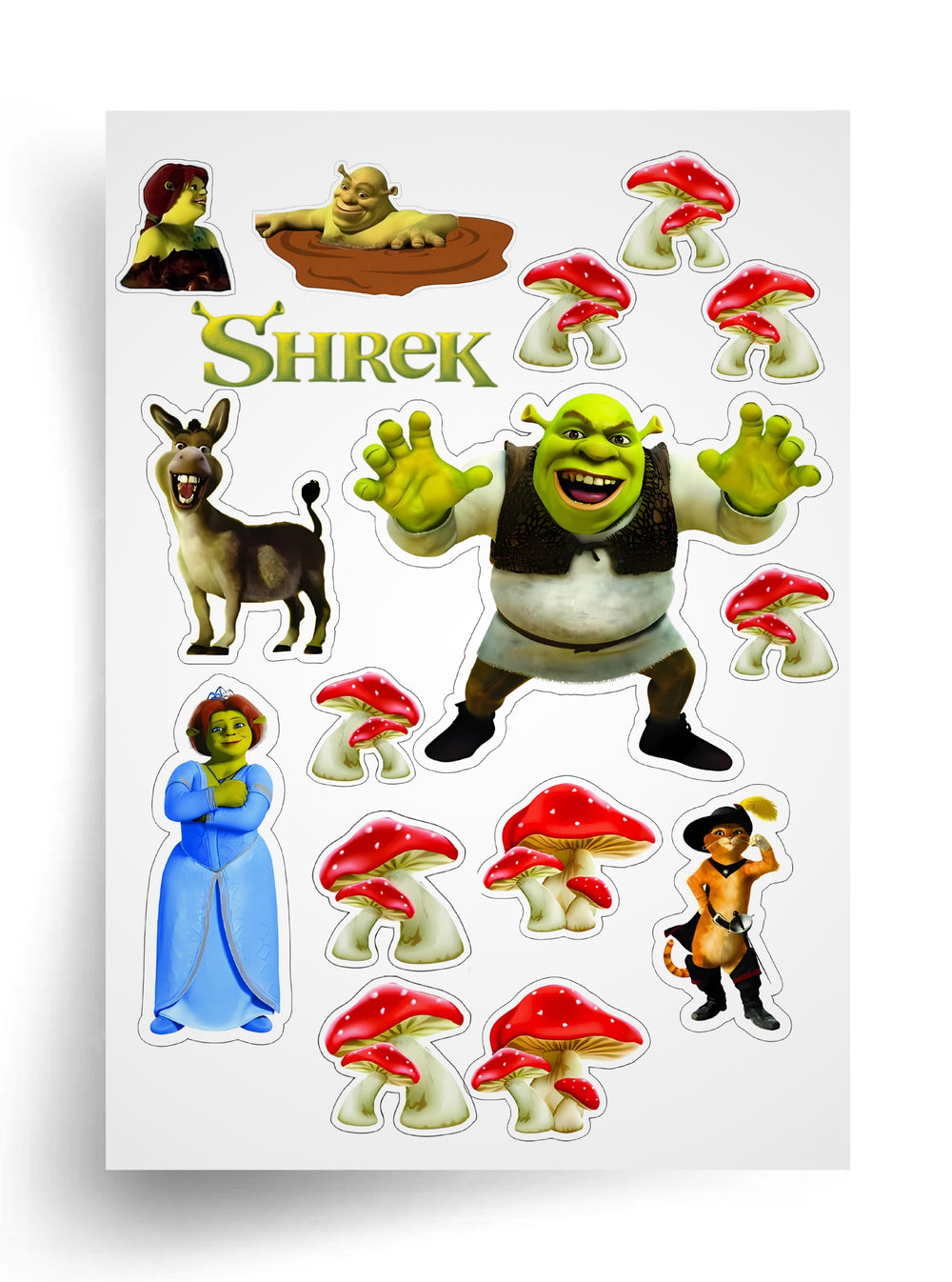 Tortenaufleger "Shrek und Freunde im Zauberwald" A4 – essbarer Druck