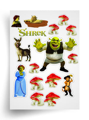 Tortenaufleger "Shrek und Freunde im Zauberwald" A4 – essbarer Druck
