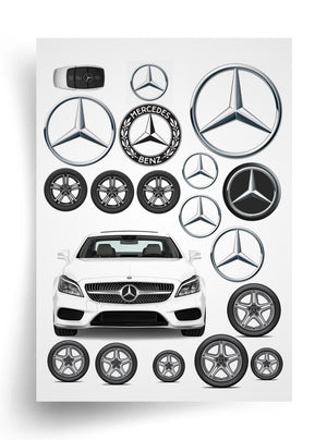 Tortenaufleger "Mercedes-Benz-Stil" A4 – essbarer Druck