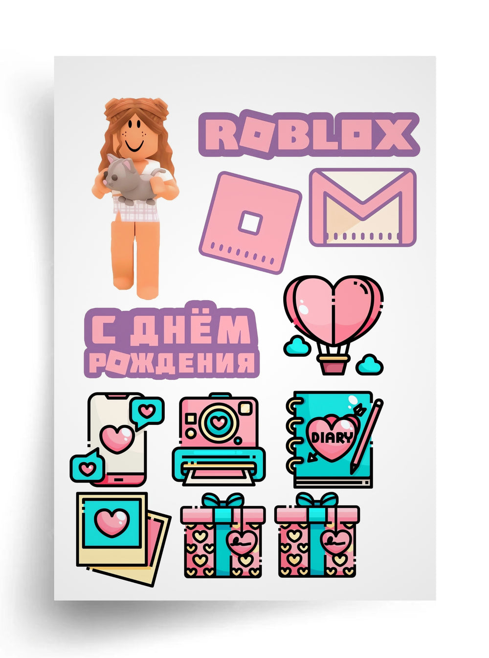 Tortenaufleger "Roblox-Mädchen – Happy Birthday" A4 – essbarer Druck