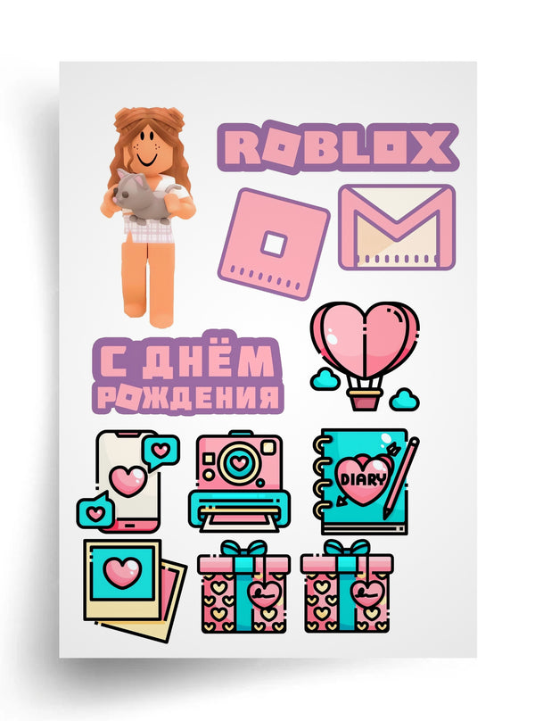 Tortenaufleger "Roblox-Mädchen – Happy Birthday" A4 – essbarer Druck