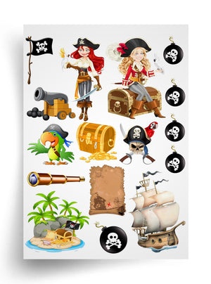 Tortenaufleger "Piraten – Schätze, Schiffe und Abenteuer" A4 – essbarer Druck