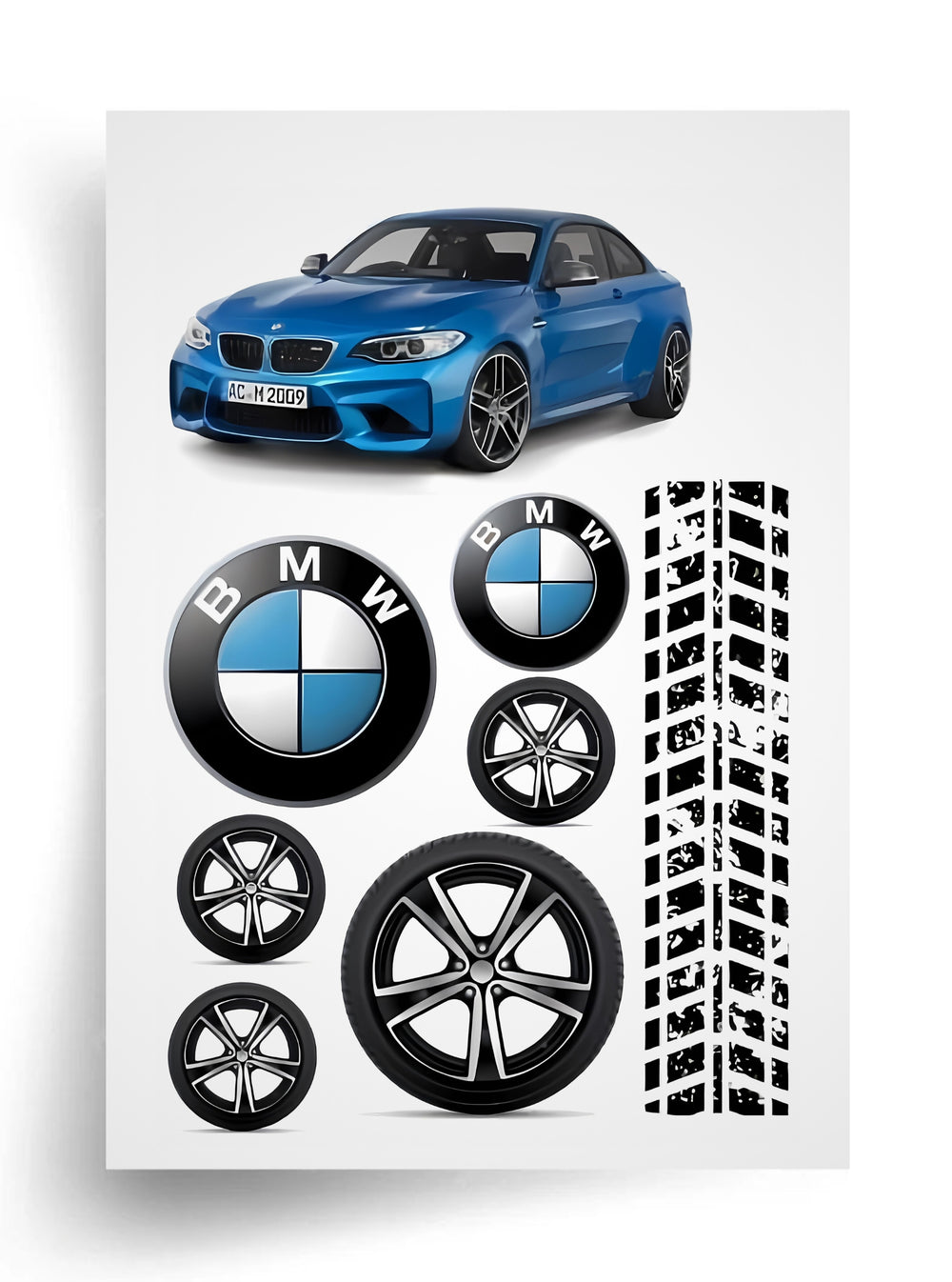 Tortenaufleger "BMW-Stil" A4 – essbarer Druck