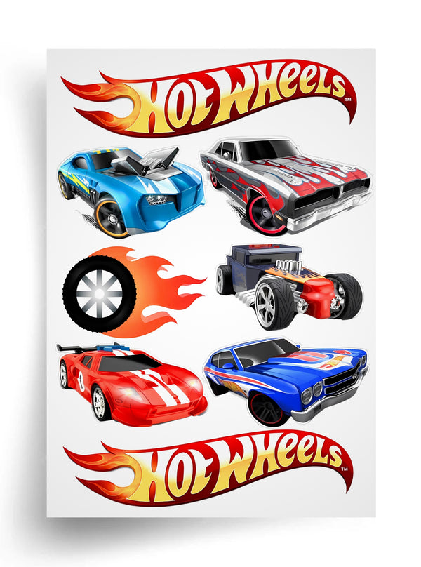 Tortenaufleger "Hot Wheels – schnelle Autos und Flammen" A4 – essbarer Druck