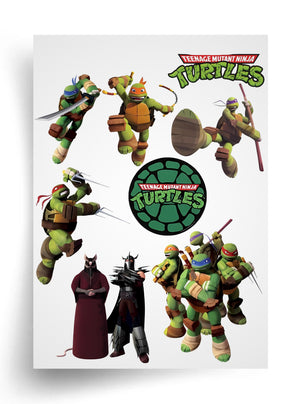 Tortenaufleger "Teenage Mutant Ninja Turtles und Crew" A4 – essbarer Druck