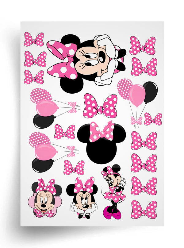 Tortenaufleger "Minnie Maus und rosa Schleifen" A4 – essbarer Druck