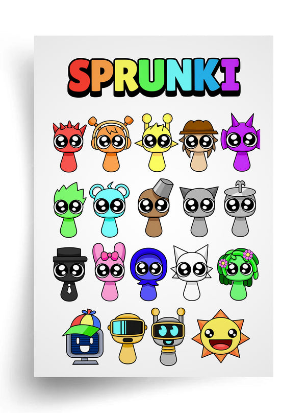 Tortenaufleger "Sprunki – bunte Freunde" A4 – essbarer Druck