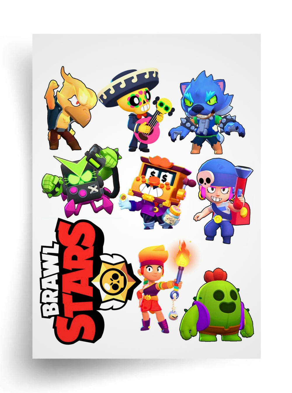 Tortenaufleger "Brawl Stars – Kämpfer und Logo" A4 – essbarer Druck