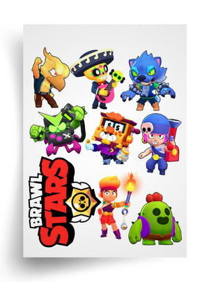 Tortenaufleger "Brawl Stars – Kämpfer und Logo" A4 – essbarer Druck