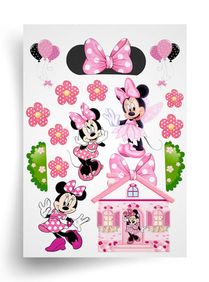 Tortenaufleger "Minnie Maus und magisches rosa Haus" A4 – essbarer Druck