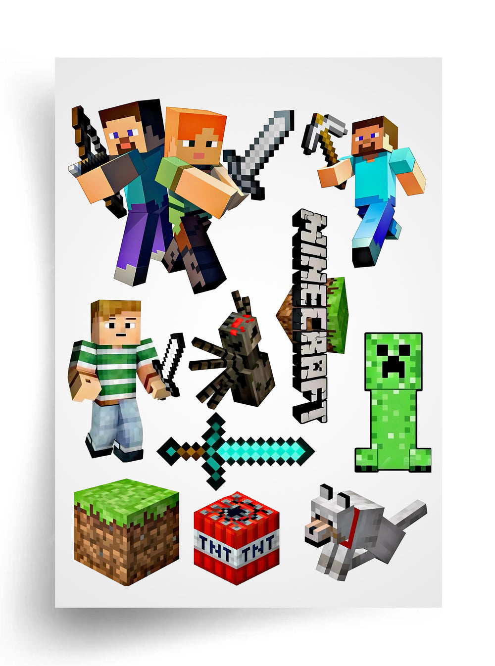 Tortenaufleger "Minecraft - Helden und Elemente" A4 – essbarer Druck