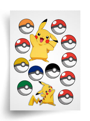 Tortenaufleger "Pikachu mit bunten Ballons" A4 – essbarer Druck