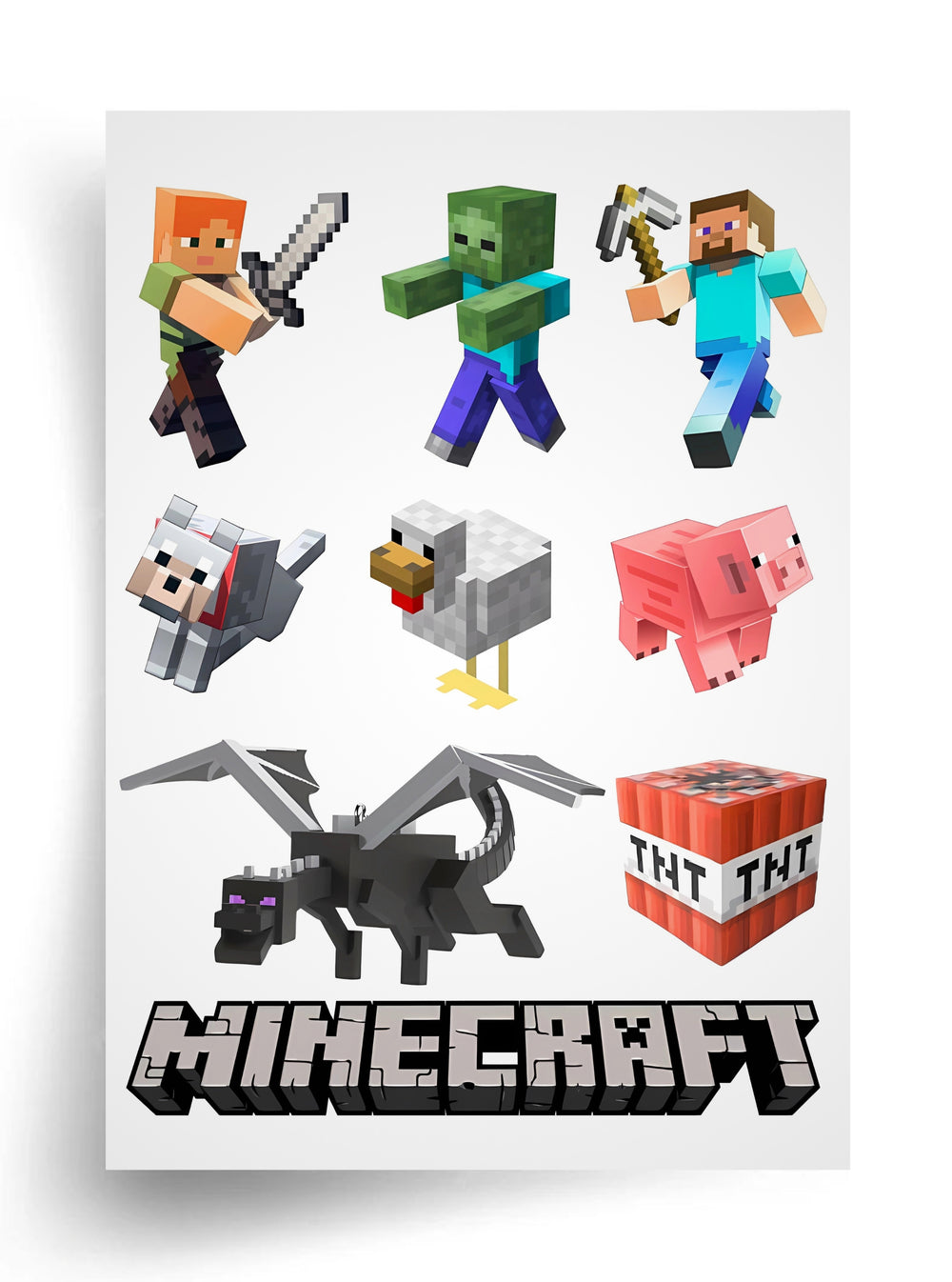 Tortenaufleger "Minecraft – Drache, Helden und Mobs" A4 – essbarer Druck