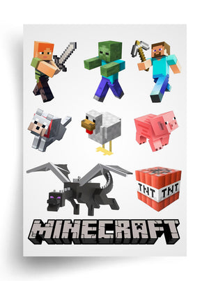 Tortenaufleger "Minecraft – Drache, Helden und Mobs" A4 – essbarer Druck