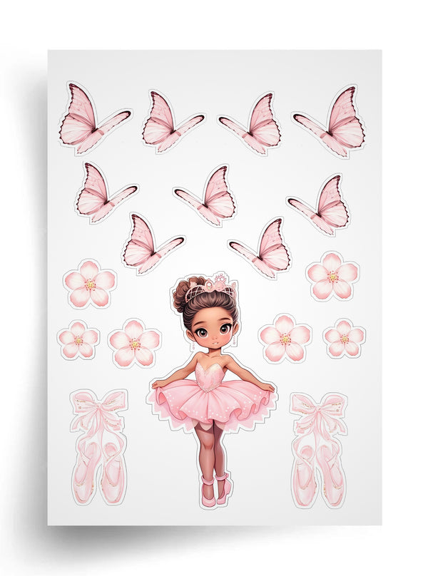 Tortenaufleger "Ballerina und Schmetterlinge" A4 – essbarer Druck