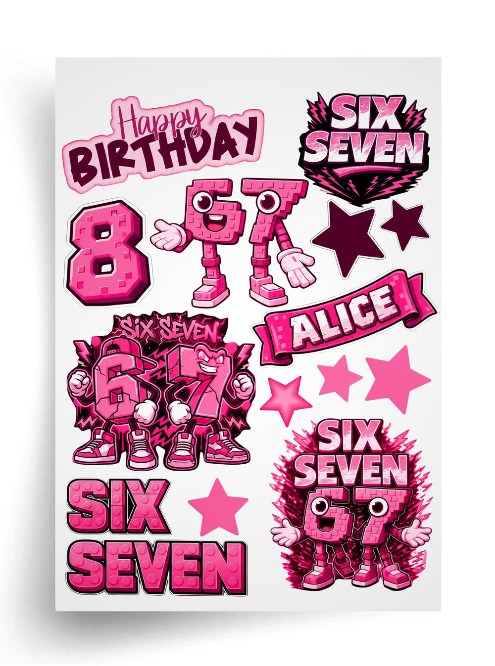 Макет "Six Seven 67 для девочки" для пищевой печати A4