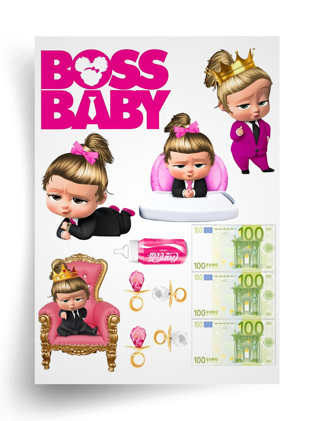 Tortenaufleger "Boss Baby – Mädchen" A4 – essbarer Druck
