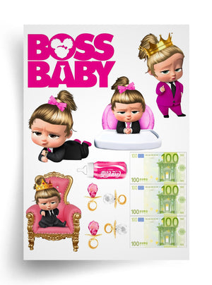 Tortenaufleger "Boss Baby – Mädchen" A4 – essbarer Druck