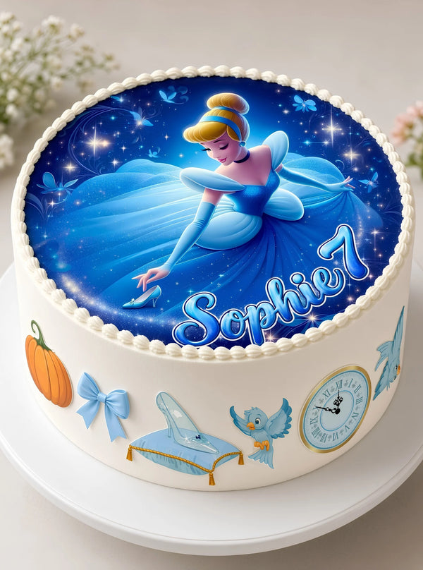 Макет "Попелюшка / Cinderella" для харчового друку (діаметр на вибір)