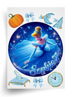 Макет "Попелюшка / Cinderella" для харчового друку (діаметр на вибір)