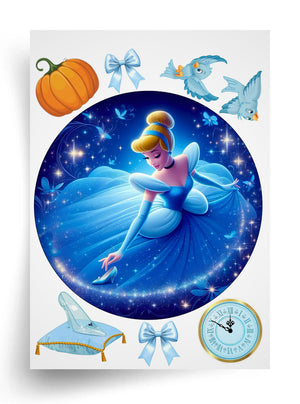 Макет "Попелюшка / Cinderella" для харчового друку (діаметр на вибір)