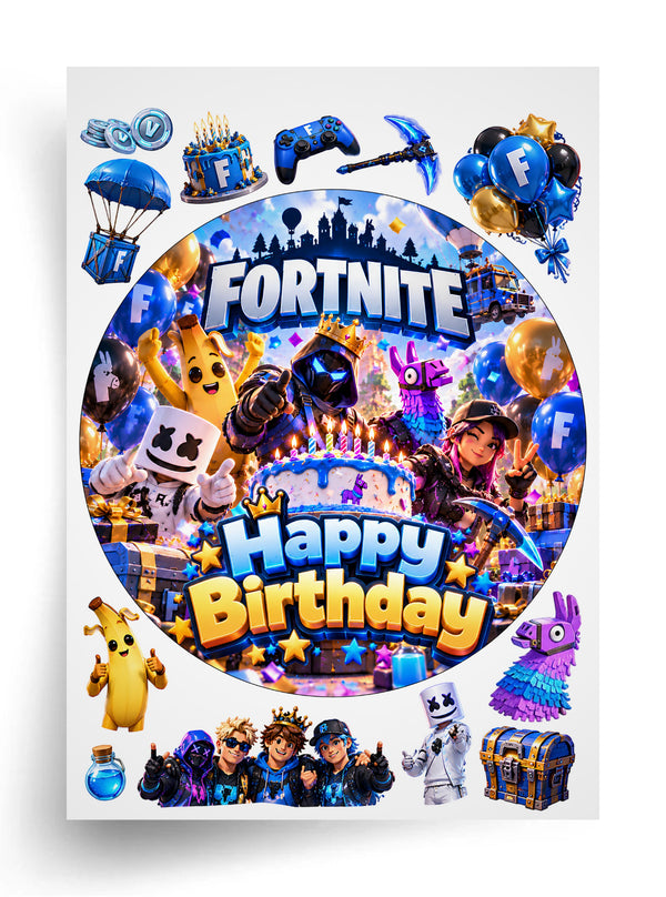 Макет "Fortnite / Фортнайт" для харчового друку (діаметр на вибір)
