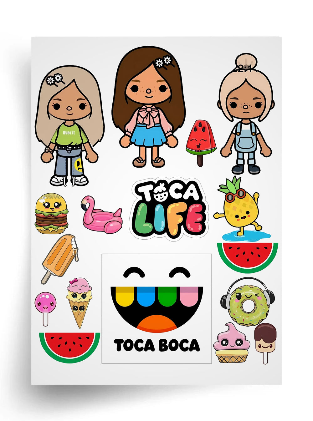 Tortenaufleger "Toca Boca und Leckereien" A4 – essbarer Druck