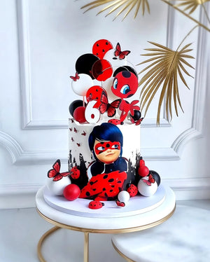 Tortenaufleger "Ladybug und rote Schmetterlinge" A4 – essbarer Druck