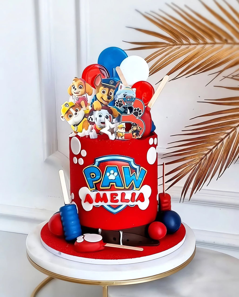 Tortenaufleger "Paw Patrol und Pfotenabdrücke" A4 – essbarer Druck