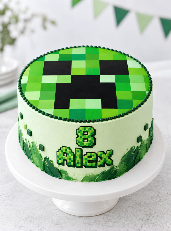 Tortenaufleger "Minecraft – Creeper" (Durchmesser wählbar)