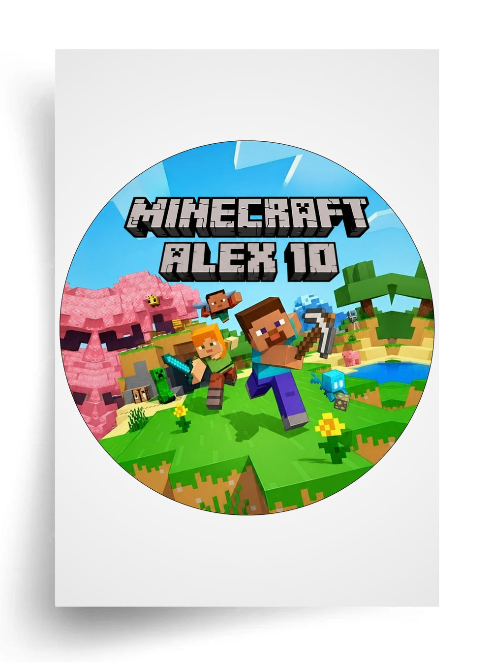 Tortenaufleger "Minecraft" (Durchmesser nach Wahl)