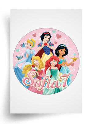 Tortenaufleger "Disney Princess / Disney Prinzessinnen" (Durchmesser nach Wahl)