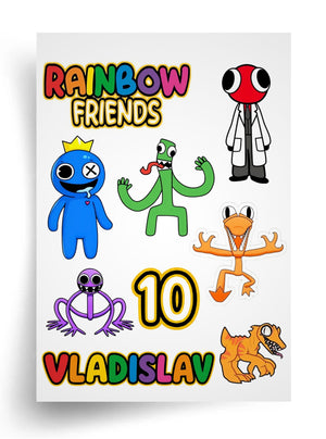 Tortenaufleger "Rainbow Friends" A4 – essbarer Druck