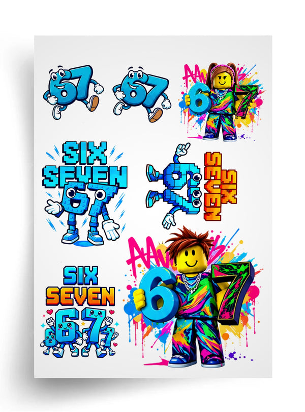 Макет "Six Seven 67 Roblox" для харчового друку A4