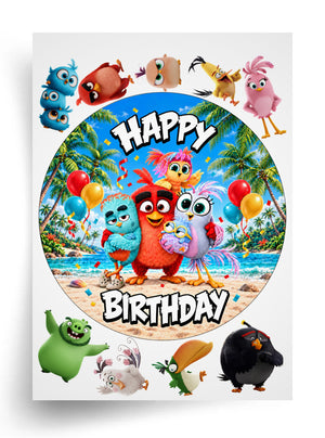 Макет "Angry Birds / Энгри Бердс" для пищевой печати (диаметр на выбор)