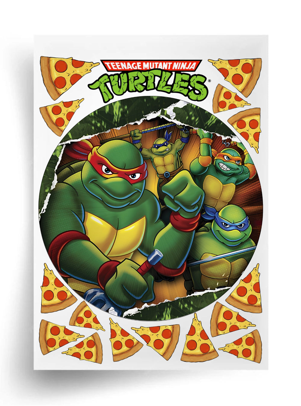 Tortenaufleger "Ninja Turtles mit Pizza" für essbaren Druck (Durchmesser nach Wahl)