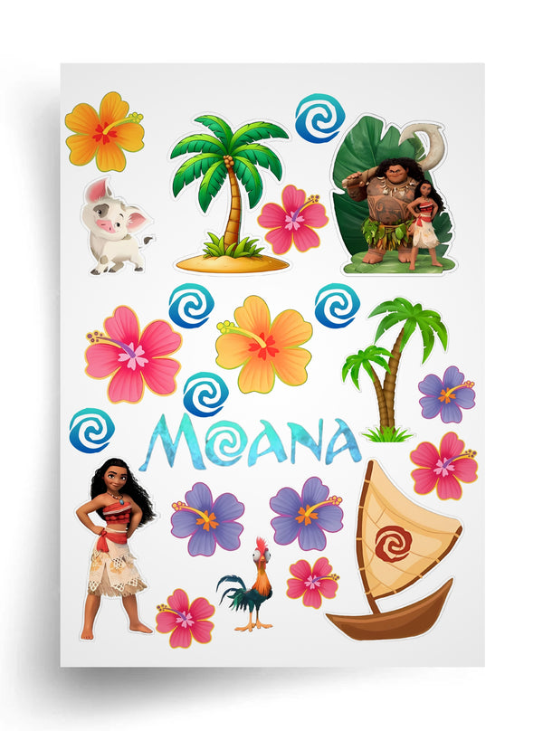 Tortenaufleger "Moana und Freunde auf der Insel" A4 – essbarer Druck