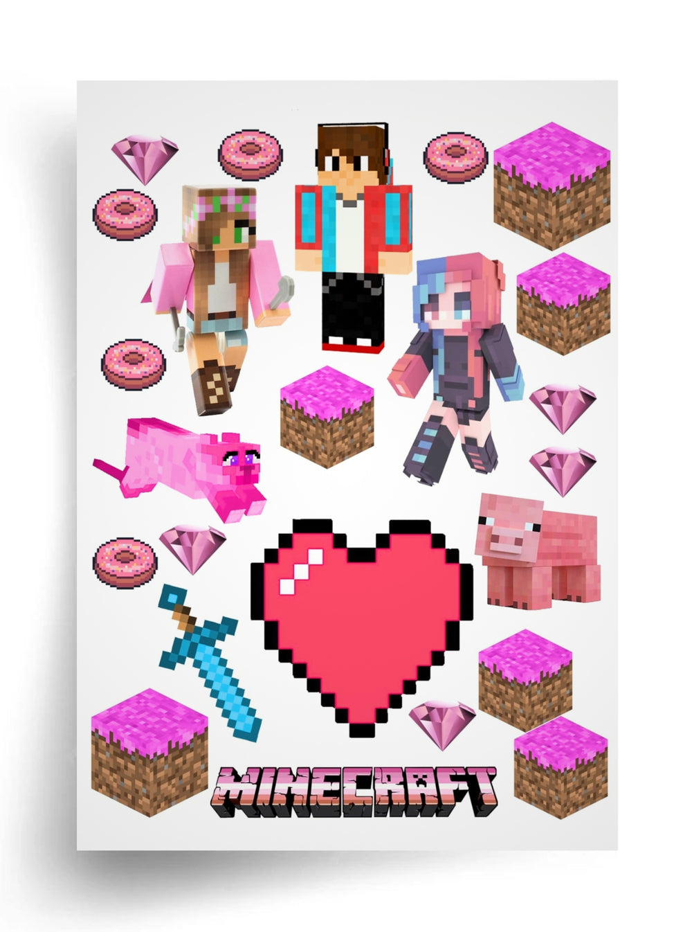 Tortenaufleger "Minecraft für Mädchen" A4 – essbarer Druck