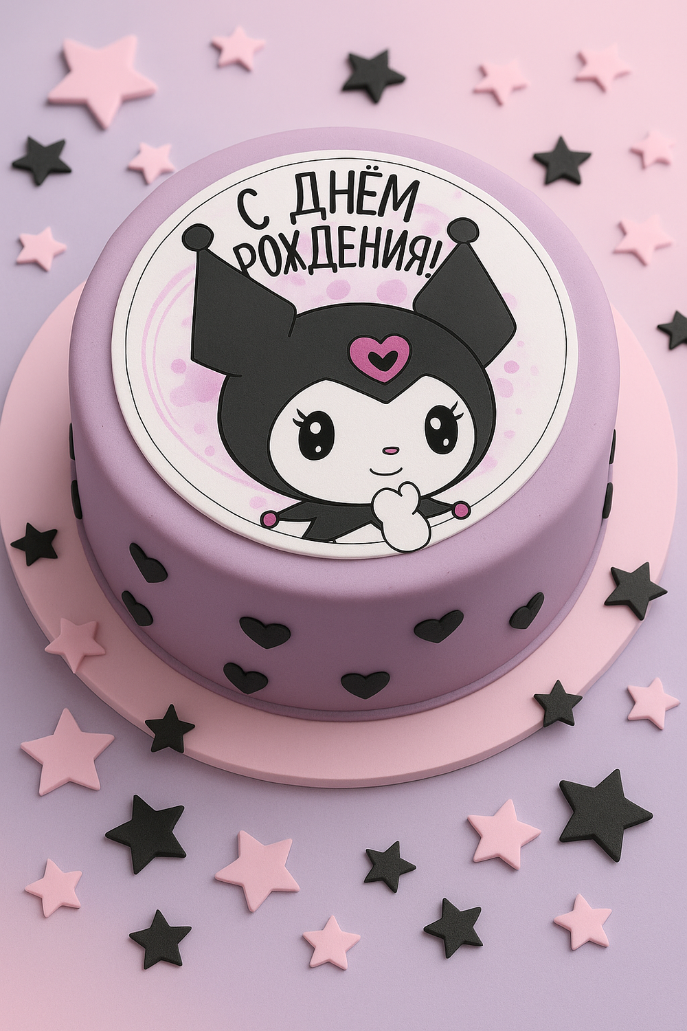 Tortenaufleger "Kuromi – Happy Birthday" A4 und A3 (Ø 20 und Ø 28 cm) – essbarer Druck