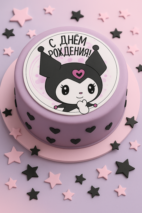 Tortenaufleger "Kuromi – Happy Birthday" A4 und A3 (Ø 20 und Ø 28 cm) – essbarer Druck