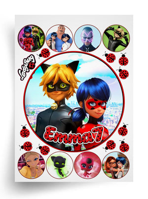 Макет "Леди Баг и Супер-Кот / Ladybug и Cat Noir" для пищевой печати