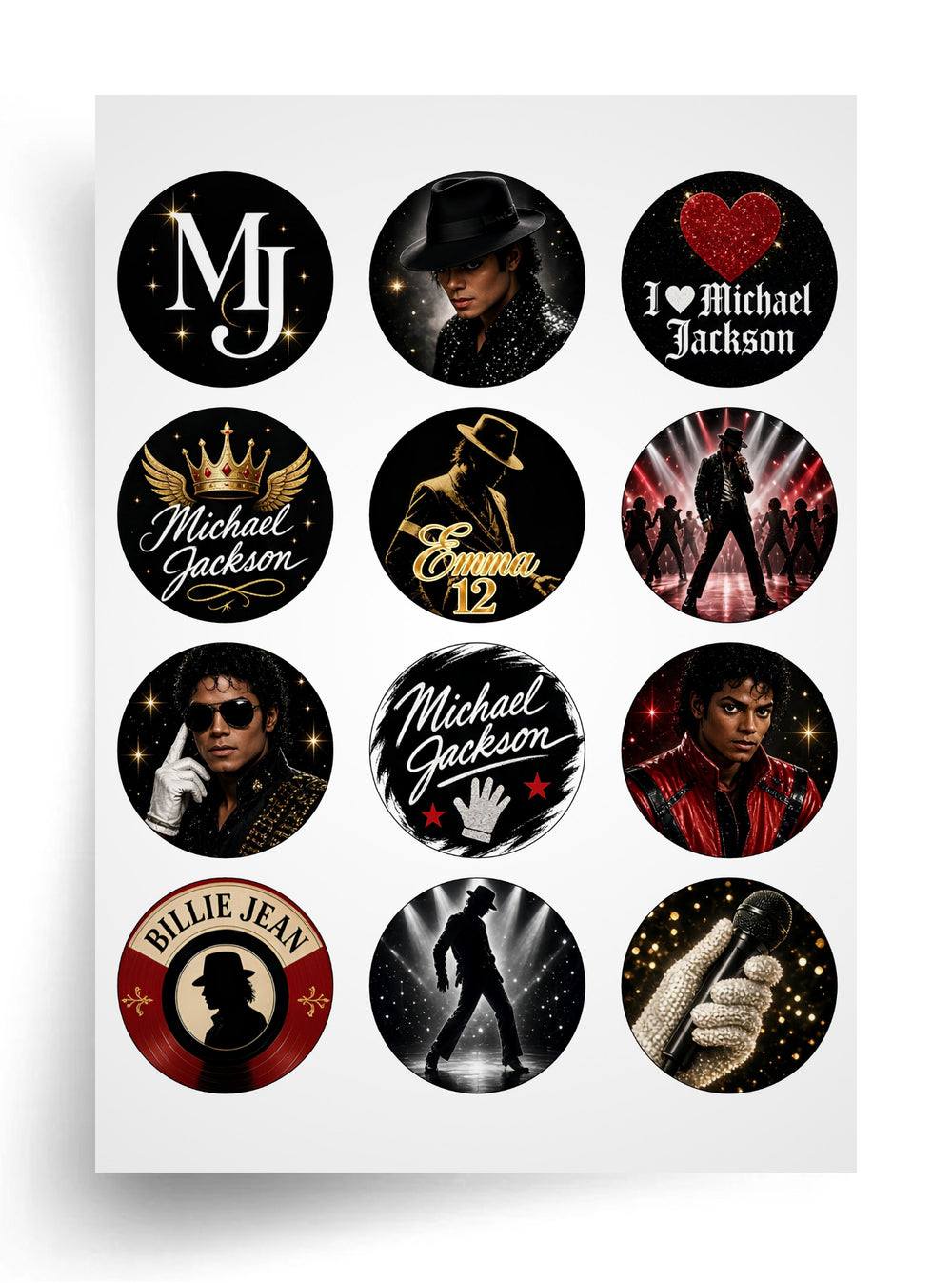 Макет "Michael Jackson / Майкл Джексон у кружечках" для харчового друку A4