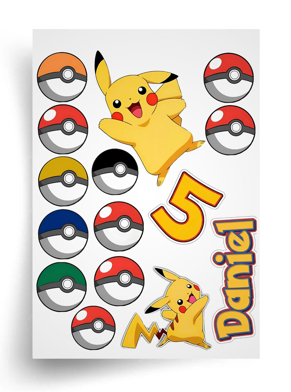 Tortenaufleger "Pikachu mit bunten Ballons" A4 – essbarer Druck