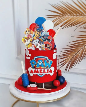 Tortenaufleger "Paw Patrol und Pfotenabdrücke" A4 – essbarer Druck