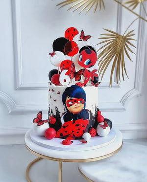 Tortenaufleger "Ladybug und rote Schmetterlinge" A4 – essbarer Druck