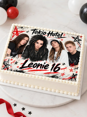 Tortenaufleger "Tokio Hotel im Rock-Stil" für essbaren Druck (Größe nach Wahl)