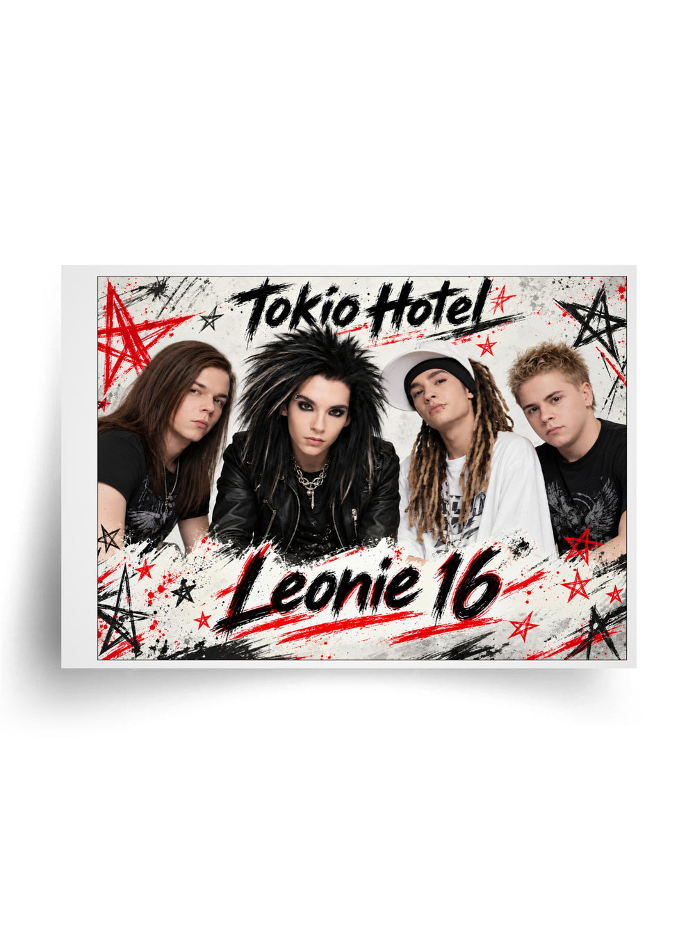 Tortenaufleger "Tokio Hotel im Rock-Stil" für essbaren Druck (Größe nach Wahl)